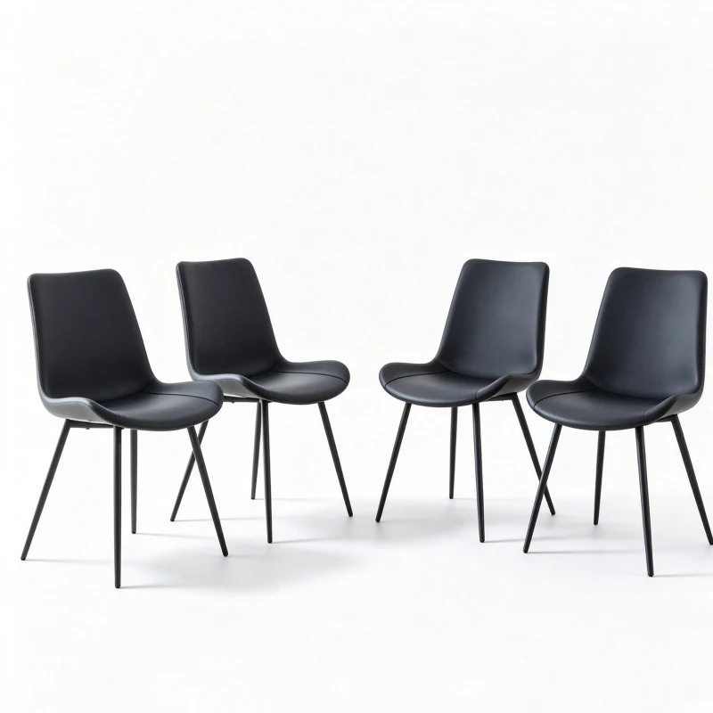 Lot de 4 chaises de salle à manger en similicuir, design moderne, embouts antidérapants, 50x47x83 cm, Noir