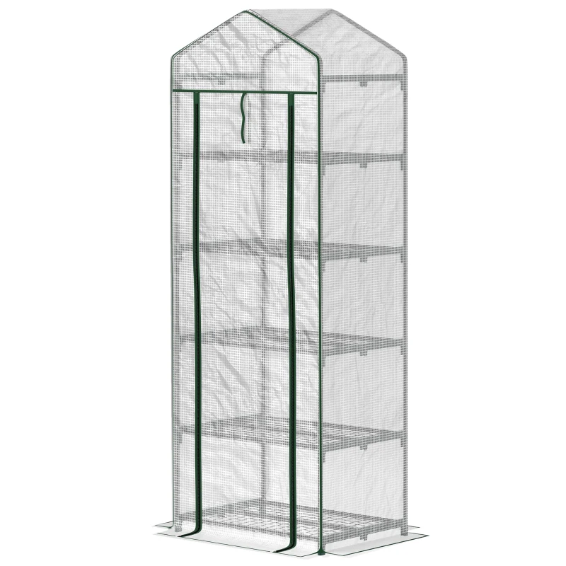 Outsunny Mini-kas voor Bloemen of Groenten, Staal, Plastic, 69L x 49B x 193H cm, Wit(m-10)