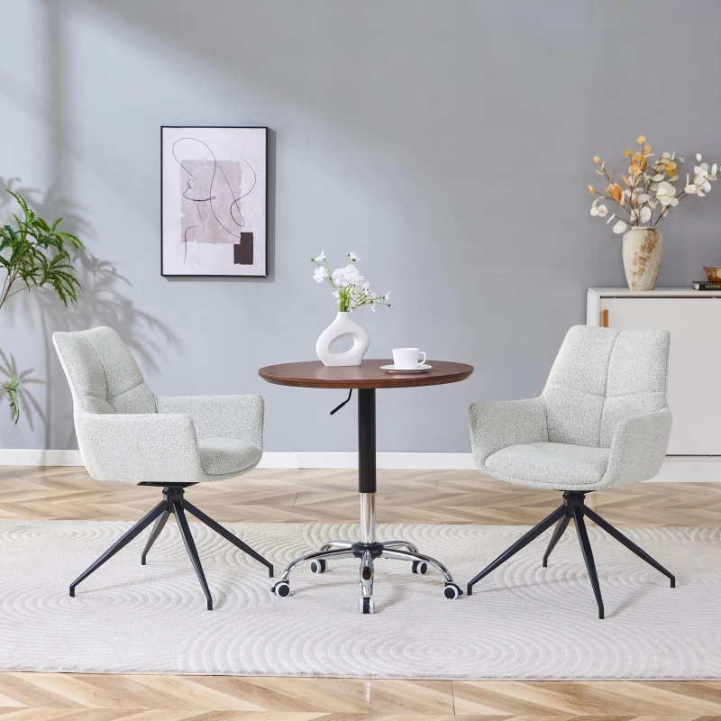 Fauteuil pivotant 360° rembourré, piètement métal laqué stable, patins antidérapants, 48x50x85 cm, Gris clair