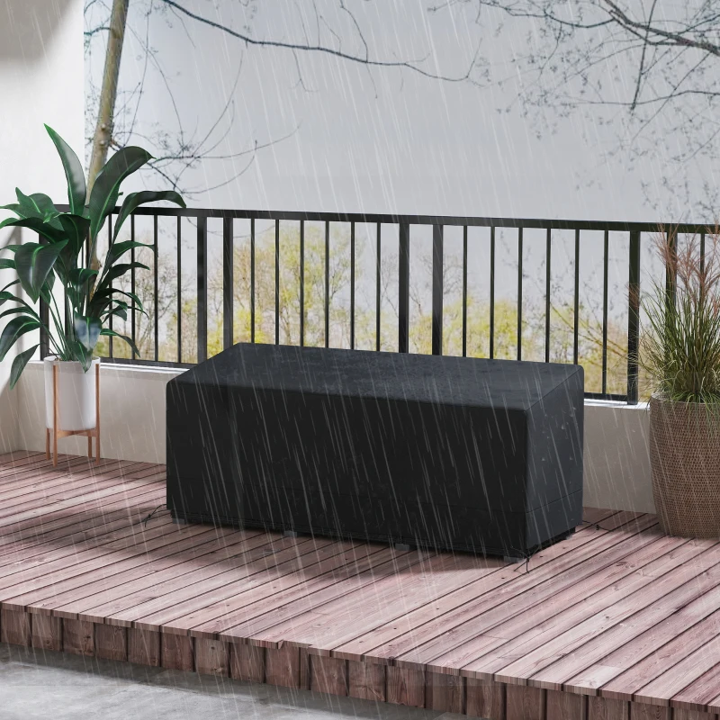 Outsunny Rectangular Patio Garden Furniture Cover Waterproof for 3 Seater Sofa Bistro Set, UV Resistant Protection 600D Oxford Fabric Rattan Lounge Clean Cover, 190 x 72 x 76cm, Black