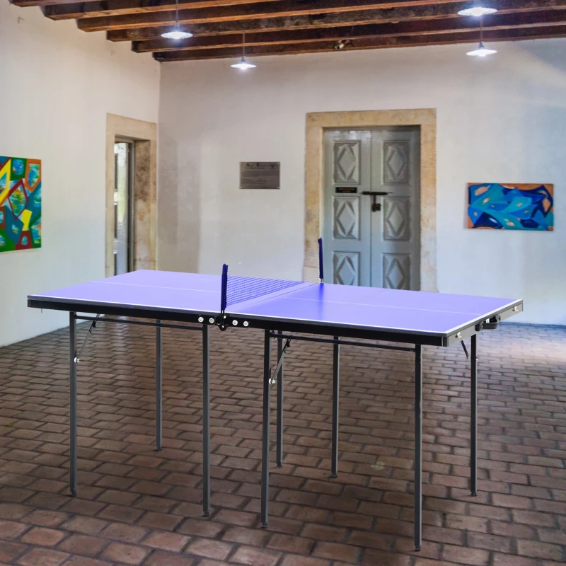 HOMCOM Tavolino da Ping Pong Pieghevole in Legno MDF 153 x 76.5 x 67cm Blu e Nero