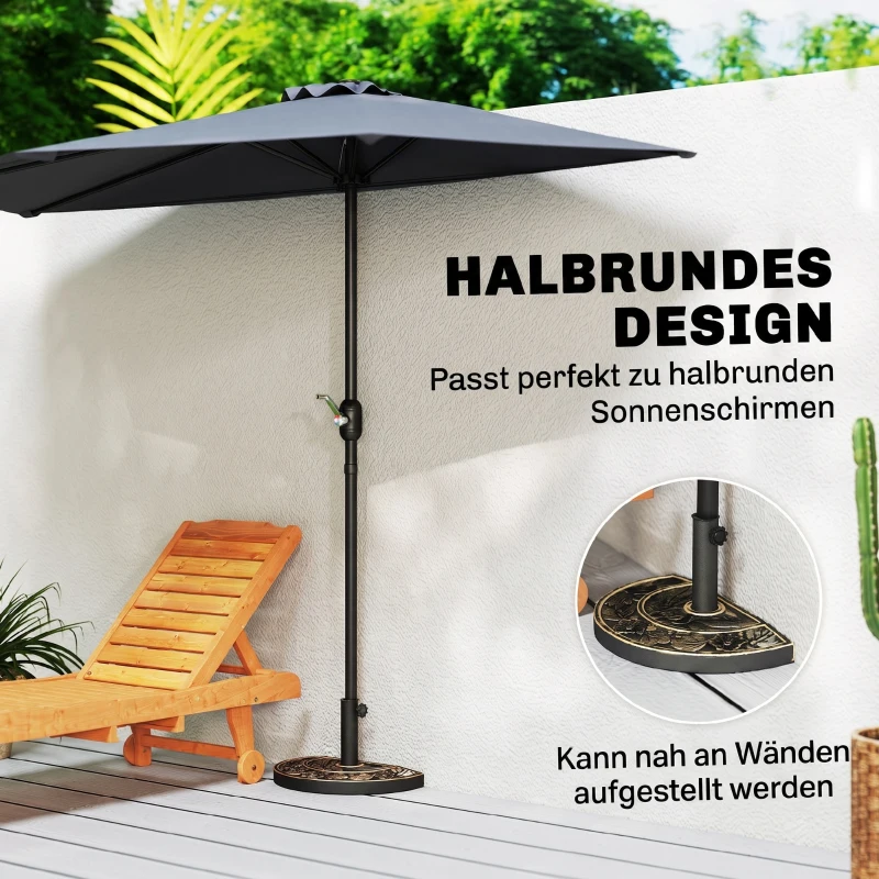Outsunny Halfronde zonneschermstandaard zonneschermvoet schermvoet hars 50 x 31 x 32 cm 9 kg
