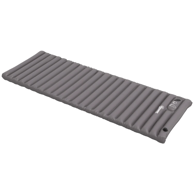 Outsunny Matelas gonflable pour camping 1 personne pliable avec sac de transport 195 x 70 x 10 cm gris