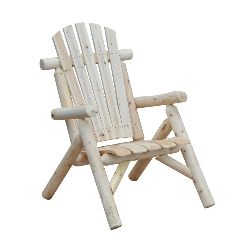 Outsunny Tuinstoel tuinzetel houten stoel hoge rug met armleuningen vurenhout natuur