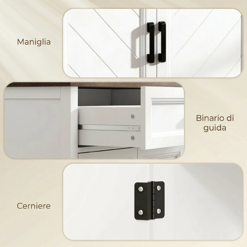 HOMCOM Credenza Moderna Rustico con Ripiano Regolabile, Spazio Contenitore e 2 Ante.