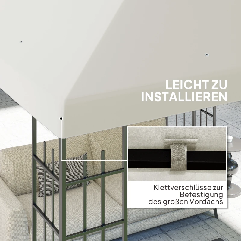 Outsunny 3 x 3 m Vervangzeil voor Paviljoen, Zeil voor Tuinpaviljoen, met Waterafvoergaten, UPF30+, Lichtgrijs