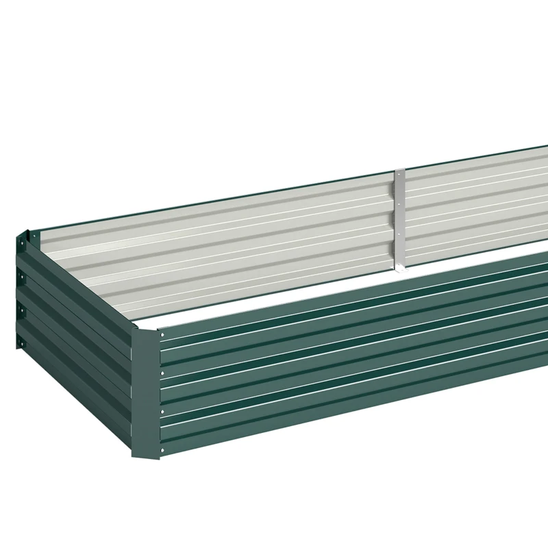Outsunny Stalen verhoogde plantenbak, open bodem, eenvoudige montage, 95L x 90,5B x 29,8H cm, Groen