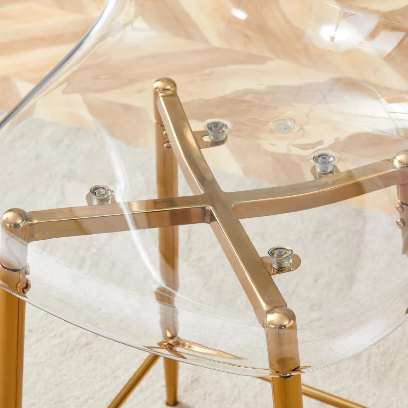 Lot de 4 tabourets de bar transparents, design moderne et aérien, 51x45x102 cm, Doré