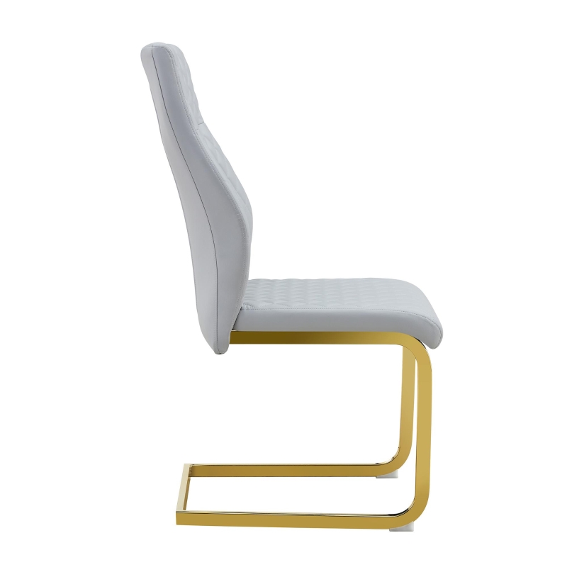 Chaise de salle à manger matelassée motif losange, dossier haut ergonomique, lot de 2, 43x63x100 cm, Gris clair