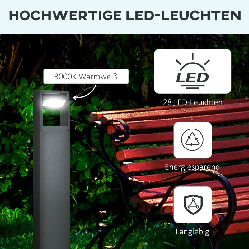 Outsunny Tuinlamp, padverlichting, paalverlichting met LED's, weerbestendig, 16 cm x 5 cm x 90 cm, donkergrijs