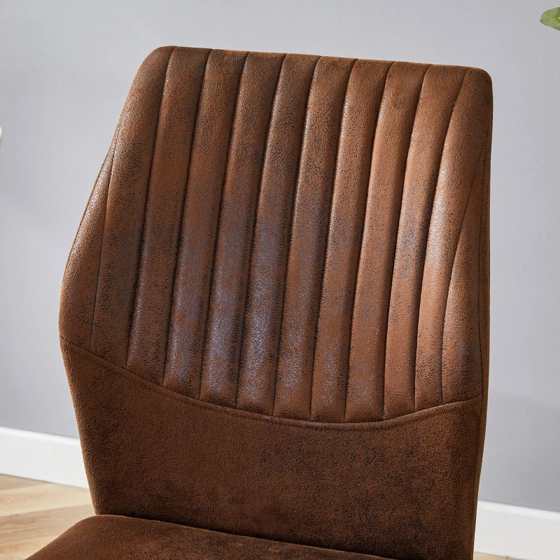 Lot de 4 chaises de salle à manger, style léger-luxe, patins antidérapants, 43x42.6x93 cm, Marron+Noir