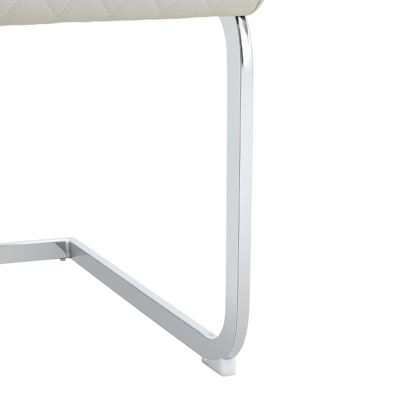 Chaise de salle à manger matelassée motif losange, dossier haut ergonomique, lot de 2, 43x63x100 cm, Blanc+Argenté