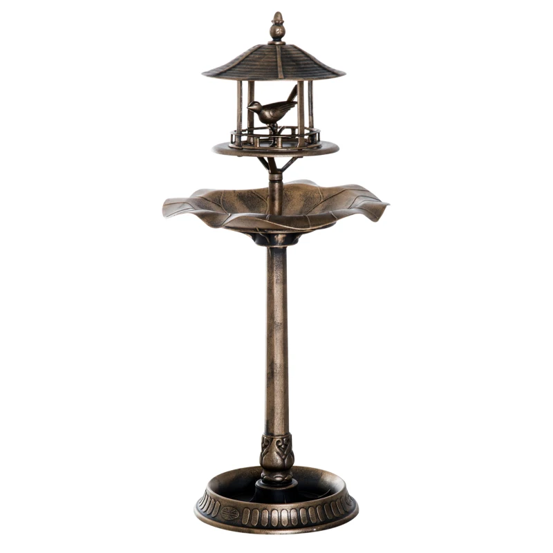 Outsunny Vogelbad Vintage Design, Weerbestendig, 50cm × 50cm × 113cm, Messing