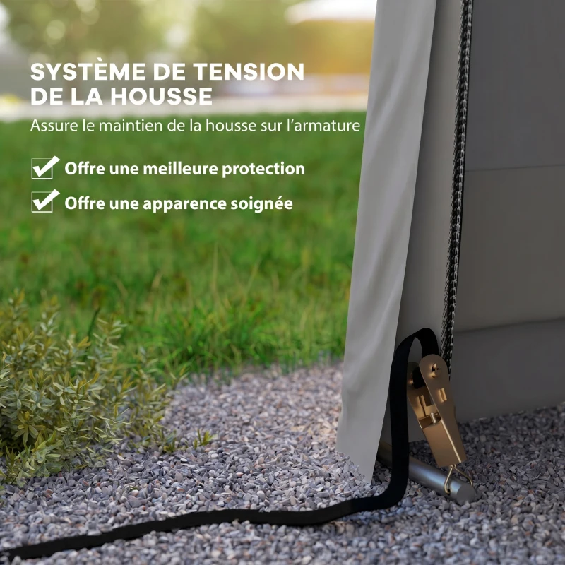 Outsunny Tendone per Auto e Feste con 2 Finestre Laterali, in Acciaio Zincato e PE, 618x265/330x240 cm, Grigio Chiaro