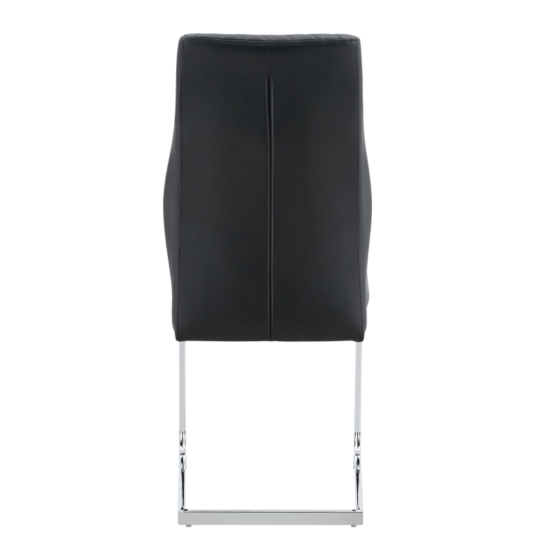 Chaise de salle à manger matelassée motif losange, dossier haut ergonomique, lot de 2, 43x63x100 cm, Noir+Argenté