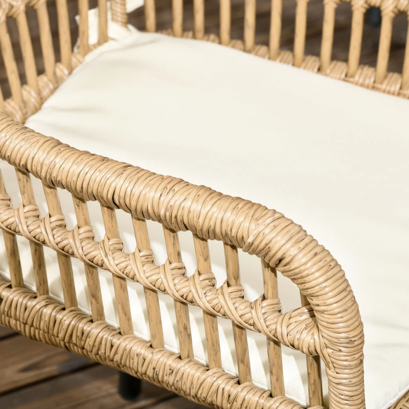 Outsunny Set da Giardino 7 Pezzi in Rattan PE con Tavolo da Pranzo 153x89x74 cm e 6 Sedie 52x62x78 cm con Cuscini