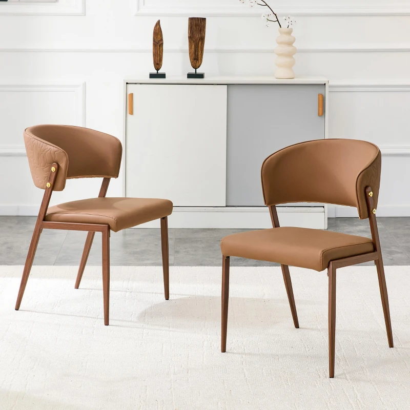 Chaise de salle à manger moderne rembourrée, design épuré, dossier ergonomique, 51x49x78 cm, Marron