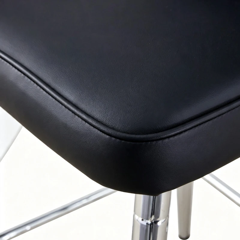 Lot de 2 tabourets de bar hauteur, design moderne et confortable, dossier incurvé et repose-pieds, 42x45x100 cm, Noir+Argenté