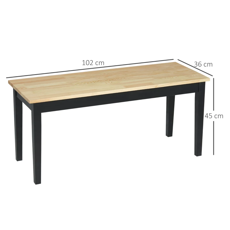 HOMCOM Moderne bank voor 2 personen, houten bank, massief hout, gelakt, naturel + zwart