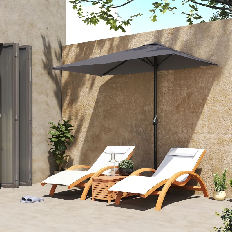 Outsunny Demi-parasol Ø 230 cm Parasol de balcon terrasse avec manivelle Protection solaire UV Polyester, gris