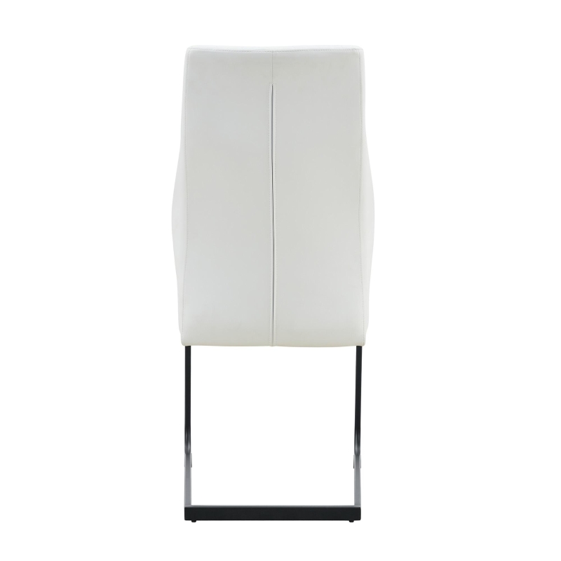 Chaise de salle à manger matelassée motif losange, dossier haut ergonomique, lot de 2, 43x63x100 cm, Blanc+Noir