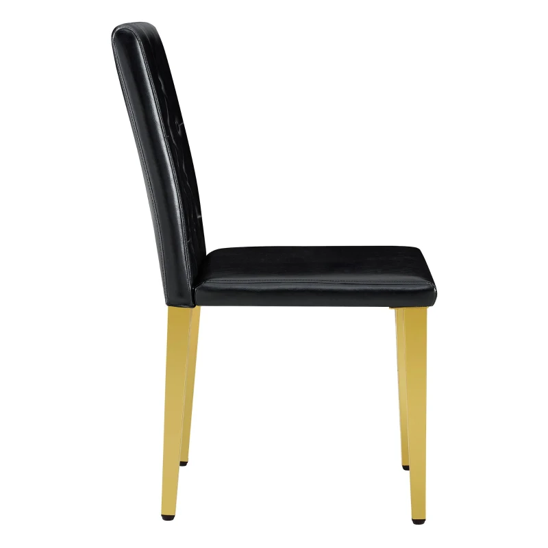 Lot de 4 chaises de salle à manger, style luxe européen, patins antidérapants et silencieux, 42x46x89 cm, Noir+Or