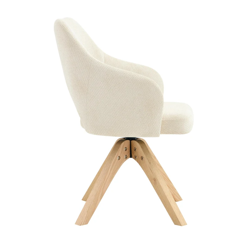 Lot de 2 chaises pivotantes style rétro luxe léger, revêtement en tissu structuré, 45x48x85 cm, Couleur naturelle