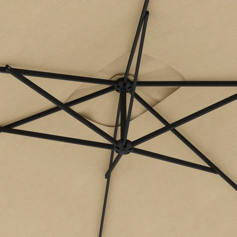 Outsunny 3m Square Canopy Cantilever Parasol, with Cross Base - Beige