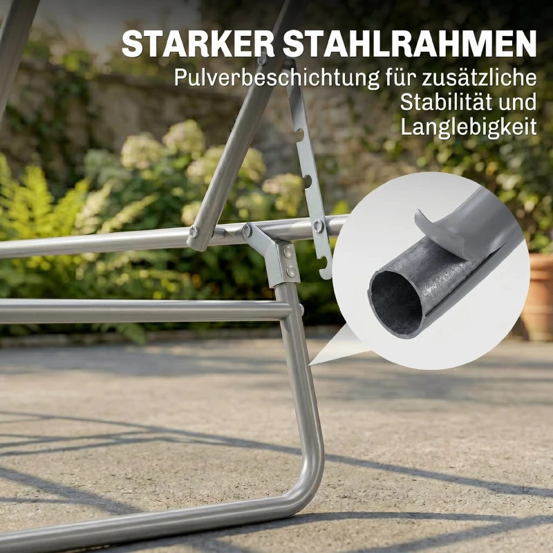 Outsunny Klapbare ligstoel met zonnescherm, verstelbare rugleuning, metalen frame, 187 x 58 x 36 cm, bruin