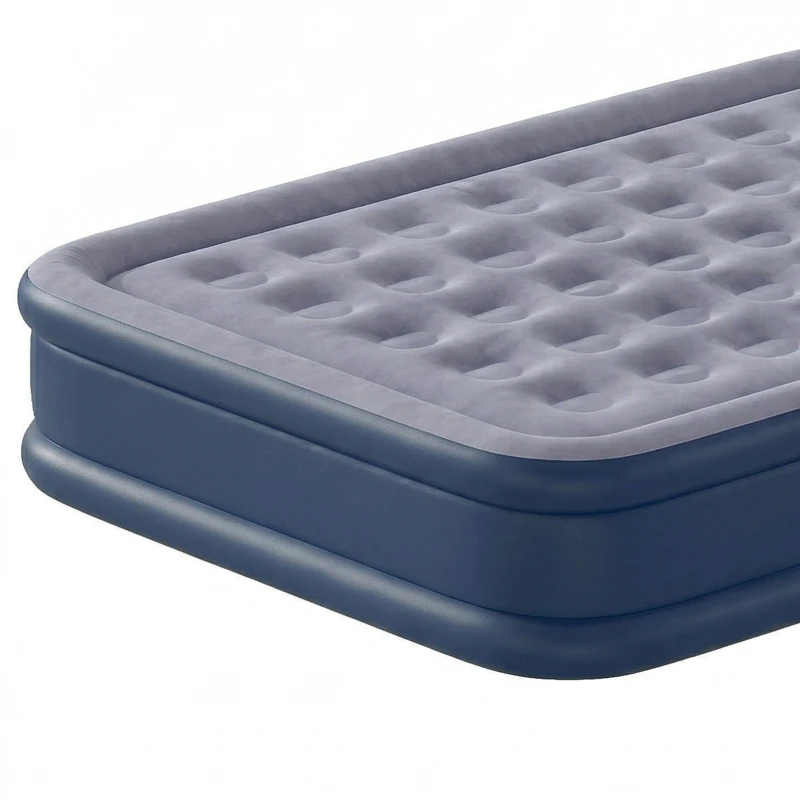 Outsunny Inflatable Mattress, Double Air Bed with Built-in Electric Pump, 3 Mins Inflation, Flocked Surface, Grey