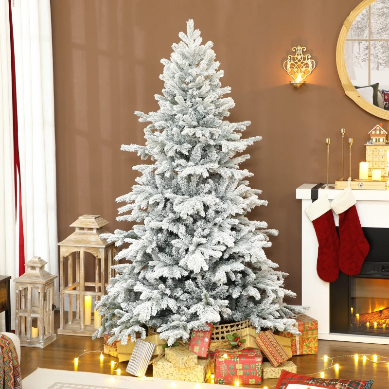 HOMCOM 6ft Snow Flocked Artificial Christmas Tree