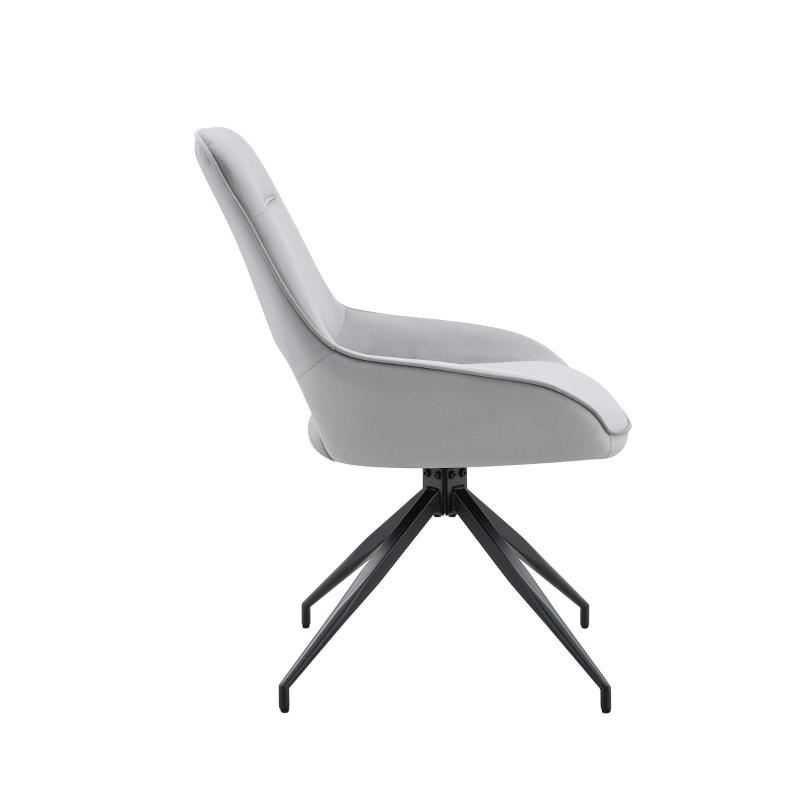 Chaise de salle à manger pivotante 360°, accoudoirs, patins réglables antidérapants, 50x50x87 cm, Gris clair
