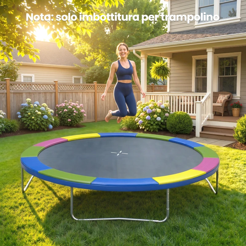 SPORTNOW Copertura Tappeto Elastico Ø305x30 cm Pieghevole e Portatile, in Plastica, PE e Schiuma, Multicolore