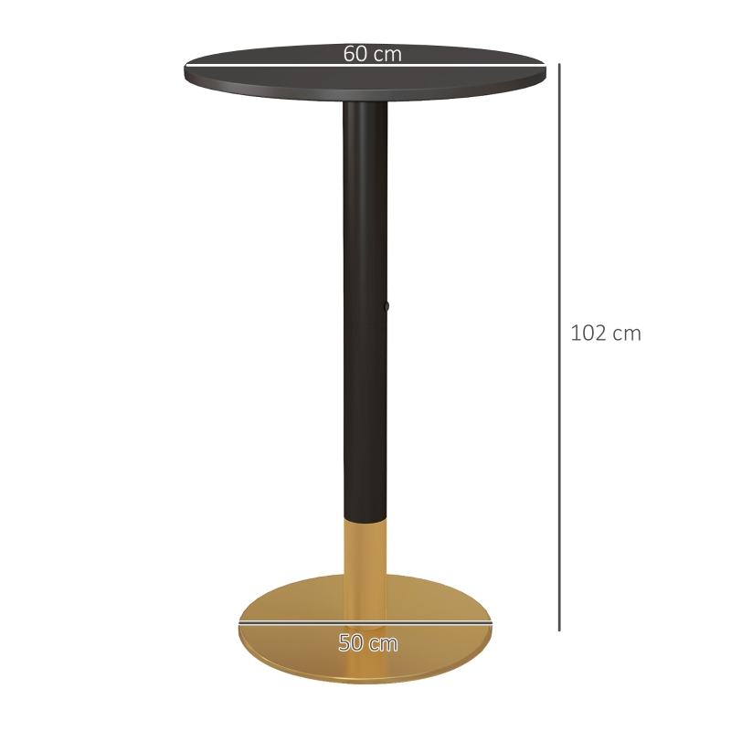 HOMCOM Table de bar ronde table de bistro table de cuisine style contemporain cadre en acier dim. 60L x 60l x 102H cm noir