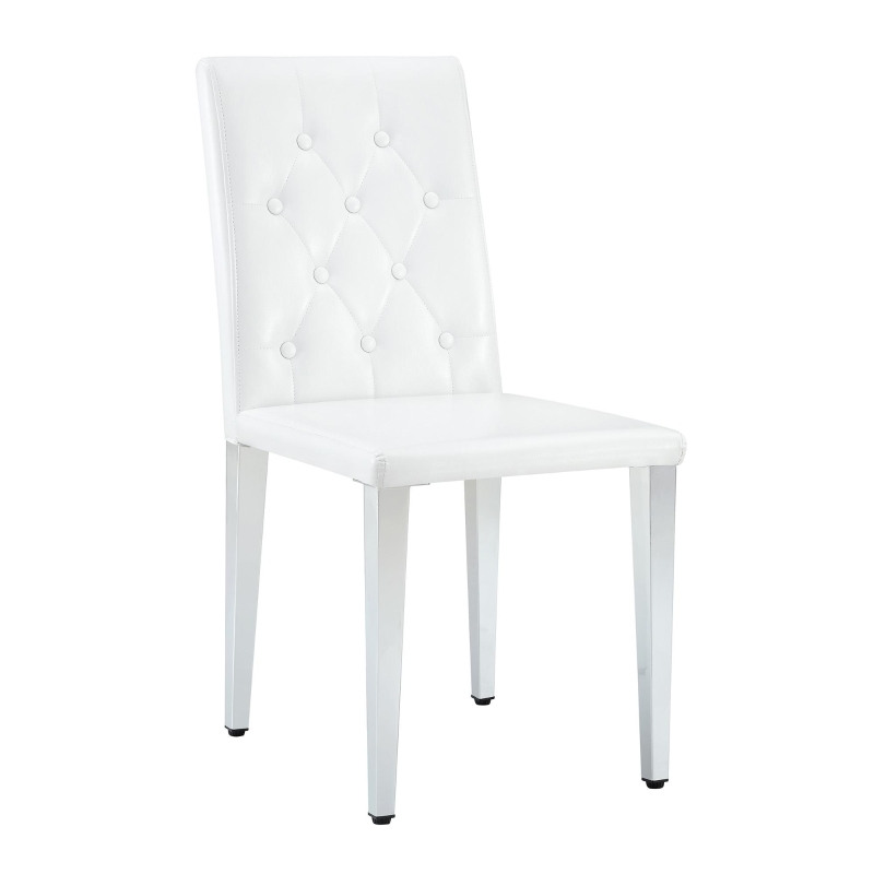 Lot de 4 chaises de salle à manger, style luxe européen, patins antidérapants et silencieux, 42x46x89 cm, Blanc+Argenté