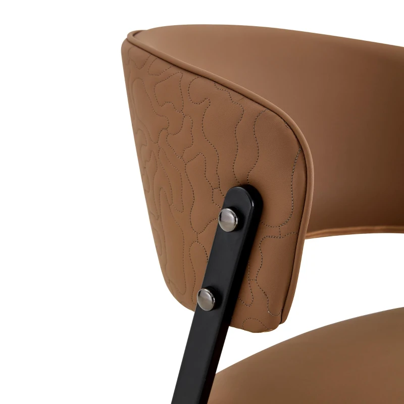 Chaise de salle à manger moderne rembourrée, design épuré, dossier ergonomique, 51x49x78 cm, Marron