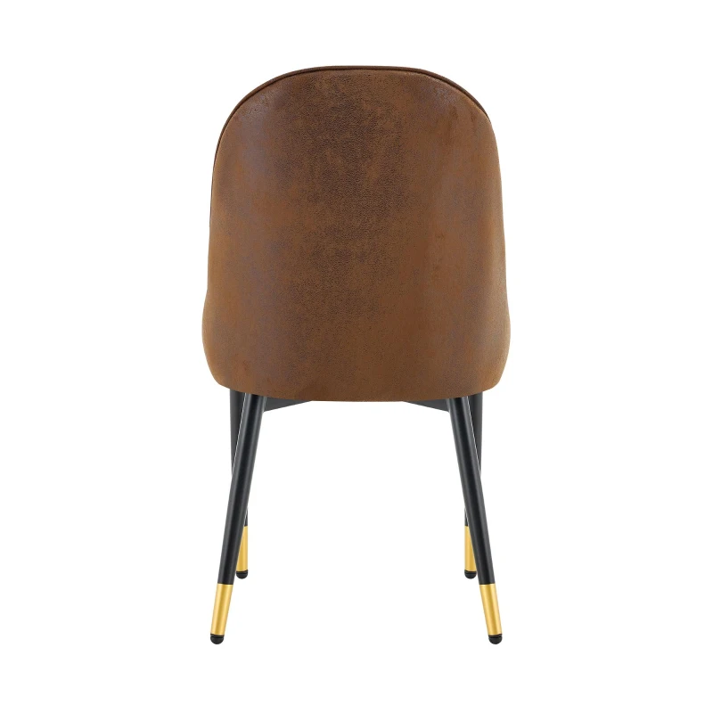 Lot de 2 chaises de salle à manger, dossier motif éclair stylé, déperlante et facile d'entretien, 47.3x44x91 cm, Marron+Noir