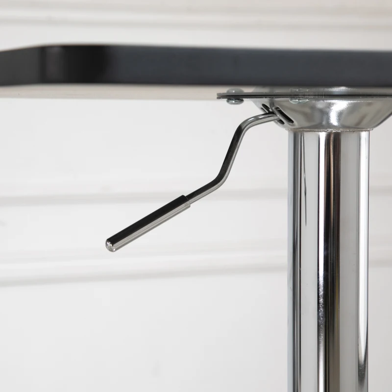 HOMCOM In hoogte verstelbare bartafel, 360° draaibaar, krasbestendige voeten, stabiele metalen basis, Zwart/Zilver