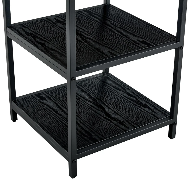 Table ronde 107 cm de diamètre, design industriel élégant, pour 2–4 personnes, 107x107x75 cm, Noir