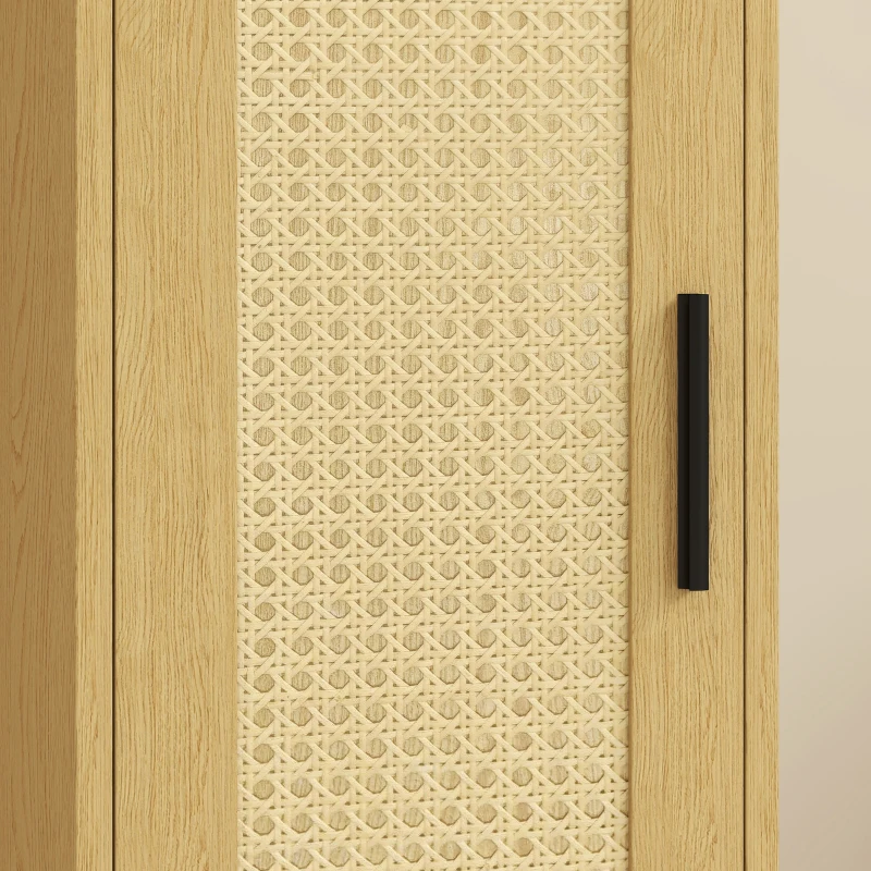 HOMCOM Hoge badkamerkast, smalle kolomkast met open vakken en verstelbare plank, natuurlijke houtlook
