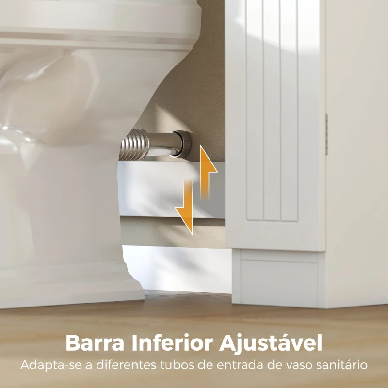 HOMCOM Móvel sobre Sanita com 2 Armários Gaveta Basculante Suportes para Papel e Prateleiras Ajustáveis 88x18x98 cm Branco