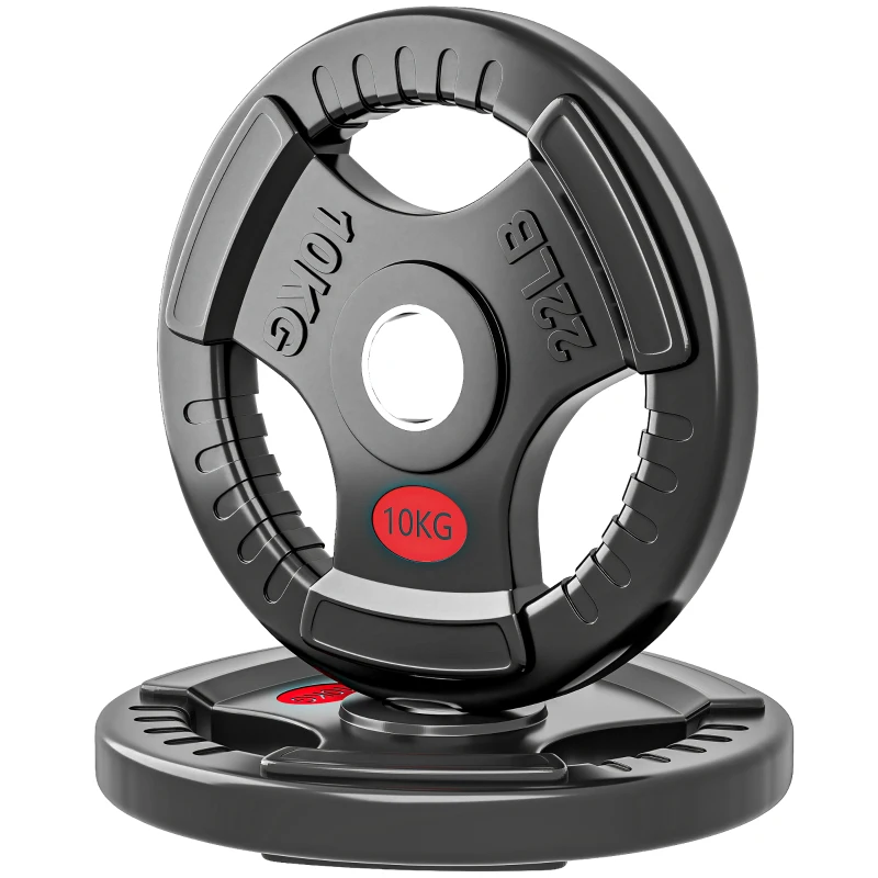 SPORTNOW Olympic Weight Plates, 2"/5cm Weight Disc Pair with Tri-Grips, 2 x 10kg Dumbbell Plates for Weightlifting and Strength Training Home Gym Fitness Workout, Black