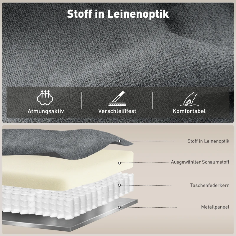HOMCOM Relaxstoel, ligstoel, 150° kantelbaar, Donkergrijs(m-5)