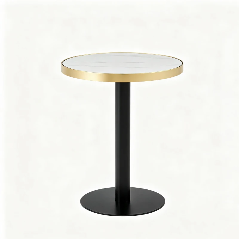 Table d'appoint ronde, plateau anti-rayures facile à nettoyer, 60x60x74 cm, Blanc