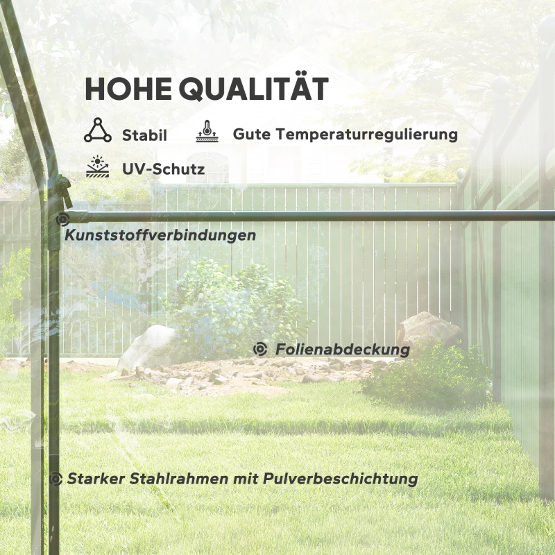 Outsunny Foliënkas, met loopruimte, dakvenster, oprolbare deur, frame van roestvrij metaal, afmetingen 180 x 100 x 168 cm, transparant