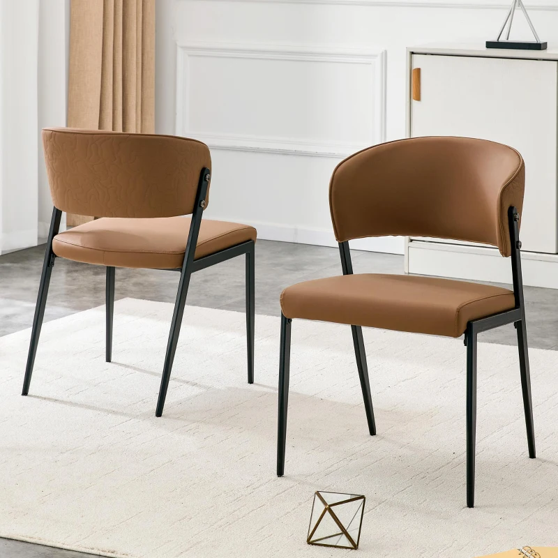 Chaise de salle à manger moderne rembourrée, design épuré, dossier ergonomique, 51x49x78 cm, Marron
