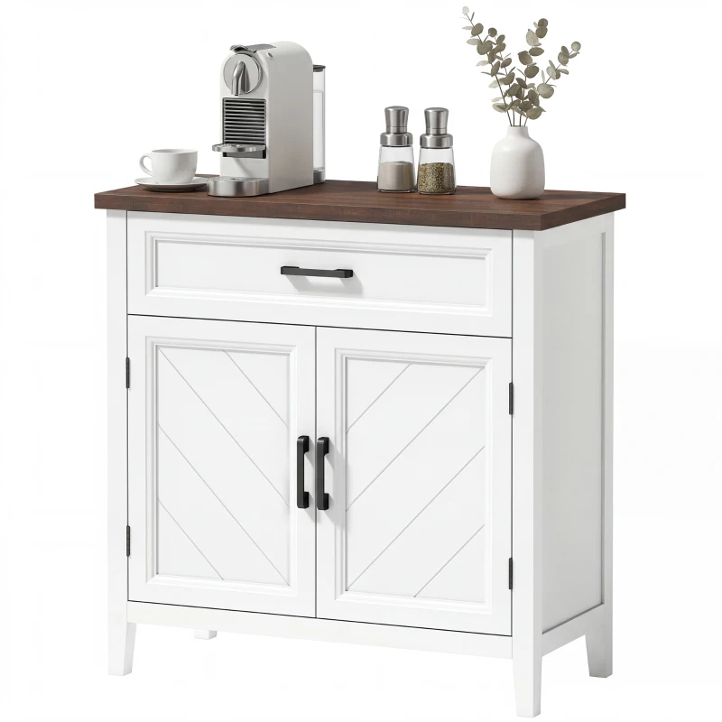 HOMCOM Credenza Moderna Rustico con Ripiano Regolabile, Spazio Contenitore e 2 Ante.