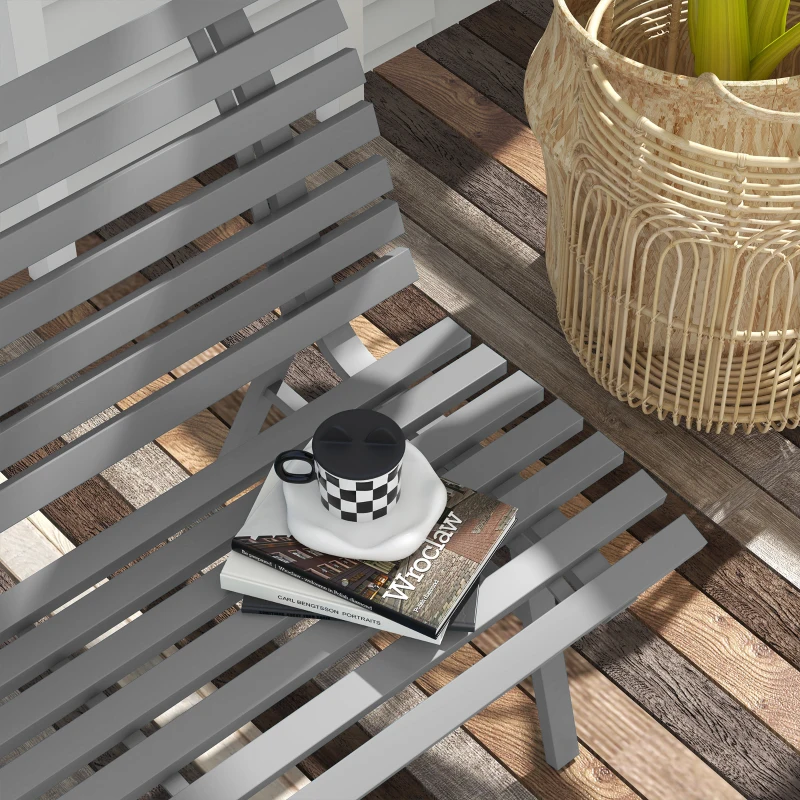 Outsunny Panchina da Giardino 2 Posti a Doghe in Alluminio, 123x67x79 cm, Grigio