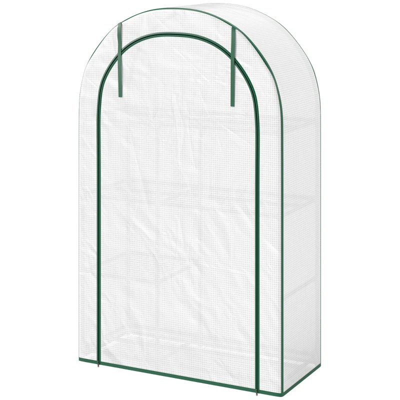 Outsunny Mini-Kas, 4-laags Kas met Kunststof Zeil, Draagbaar, met Roldeur, 100 x 45 x 160 cm, Wit