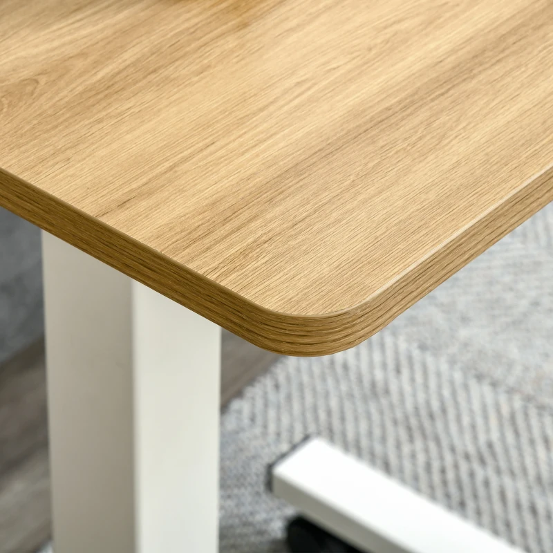 HOMCOM Sta-Bureau Verstelbaar met 4 Wielen C-Vorm 65 cm x 48 cm x 70-110 cm Naturel + Wit(m-8)